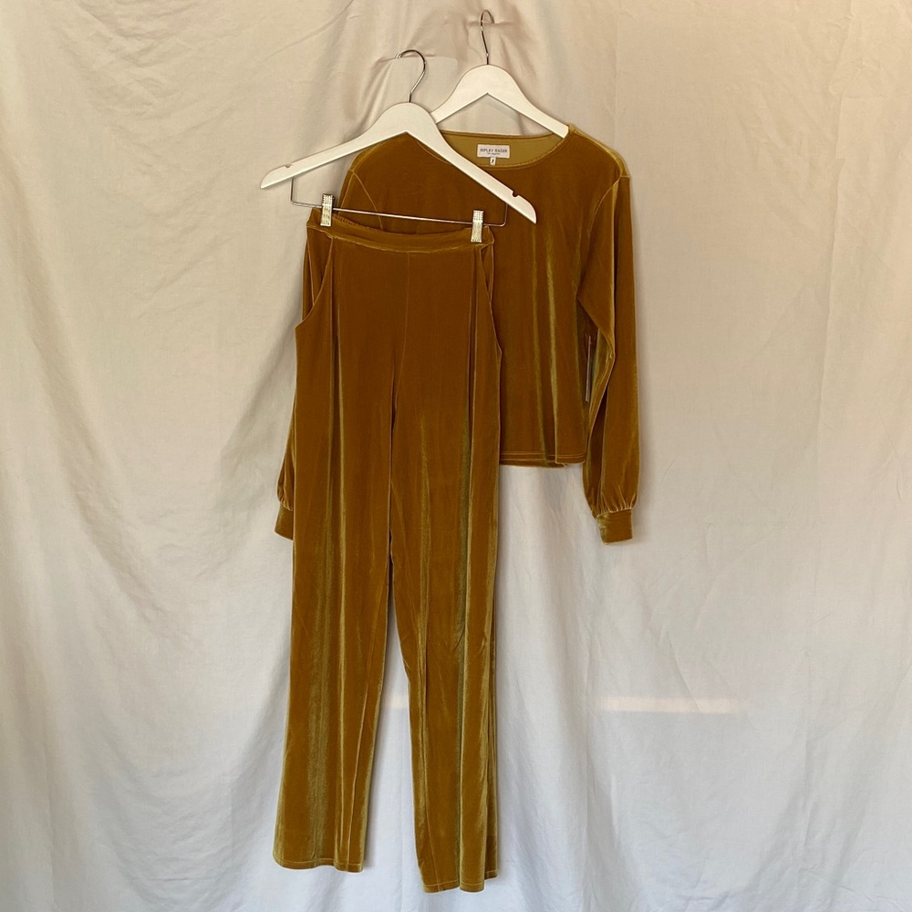 Velvet Mustard Straight Leg Pants & Top Set